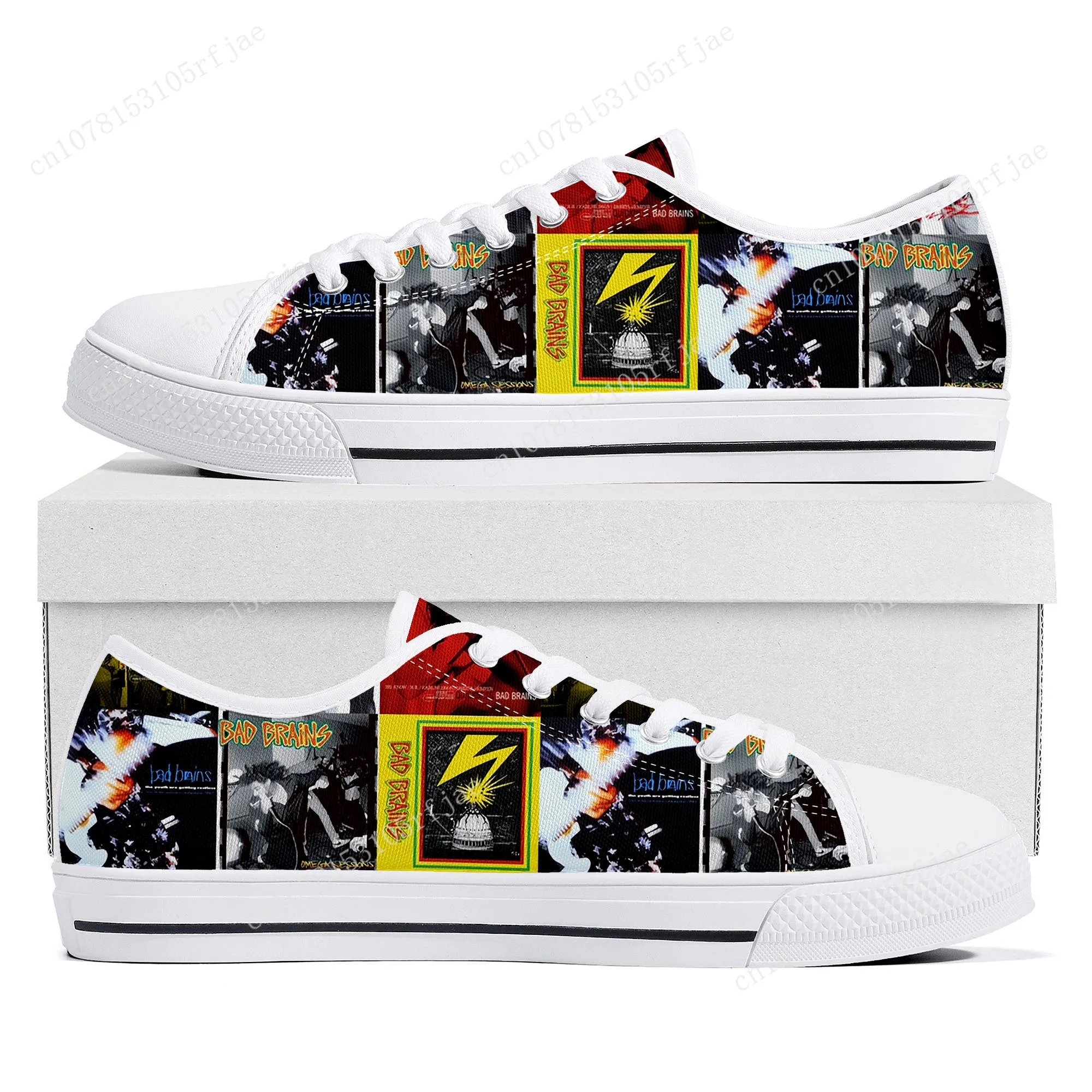 Bad Brains Punk Rock Band Low Top Sneakers pour hommes et femmes, Chaussures décontractées pour adolescents, Chaussures sur mesure, Chaussures de rencontre en toile, Haute qualité