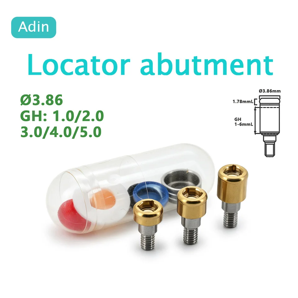 Dental Implant Locator Abutment Fits Adin D3.86 GH 1-5mm Overdenture Attachment System Titanium Hex Denture Retention Caps Kits