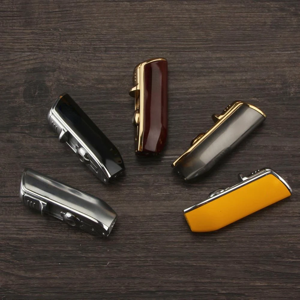 Luxury Snake Mouth Shape Metal Windproof 3 Torch Jet Flame Cigarette Cigar Lighter w/ Built-in Cigar Punch w/ Gift Box