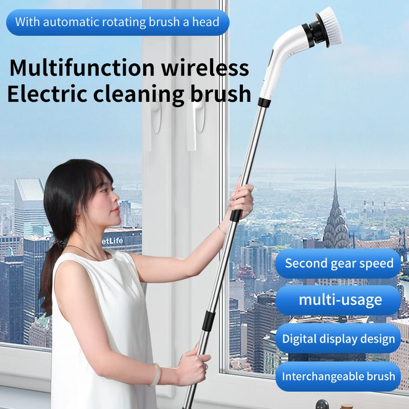 Multifunctional electric cleaning brush extended retractable wireless waterproof cleaning