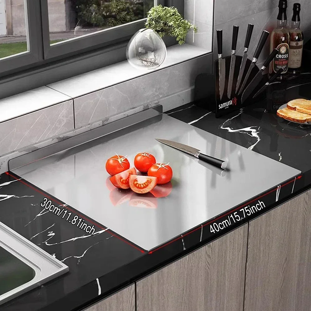 

Stainless Steel Kitchen Chopping Board Multi Use for Dough Kneading Fruit Vegetable Cutting Antibacterial Easy Clean Non Slip