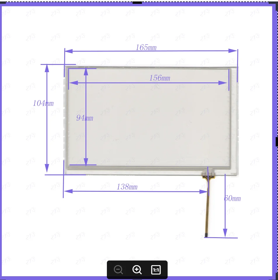 ZhiYuSun 7136 165*104mm  Line spacing 0.5mm  Contact point up 7inch  Touch sensor glass Resistance screen