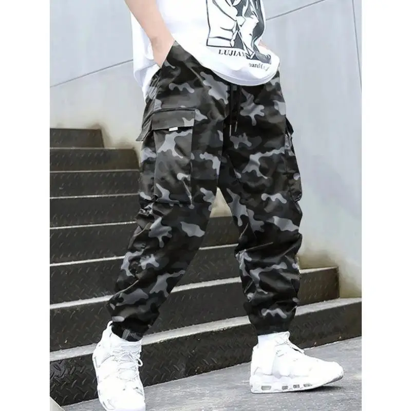 

Мужские брюки-карго в винтажном стиле с камуфляжным принтом для активного отдыха, осенние, из девяти частей