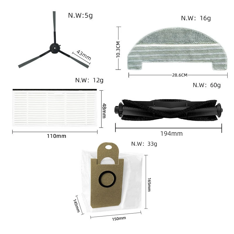 Proscenic M8pro掃除機用スペアパーツ,スペアパーツ,HEPAフィルター,メインブラシ,ダストバッグ用アクセサリー