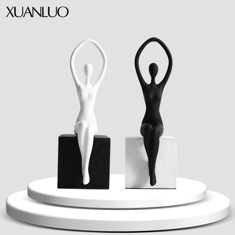 European-inspired Creative Yoga Girl Figurine Minimalist Home Decor Living Room Wine Cabinet, TV Stand, Cabinet Ornament