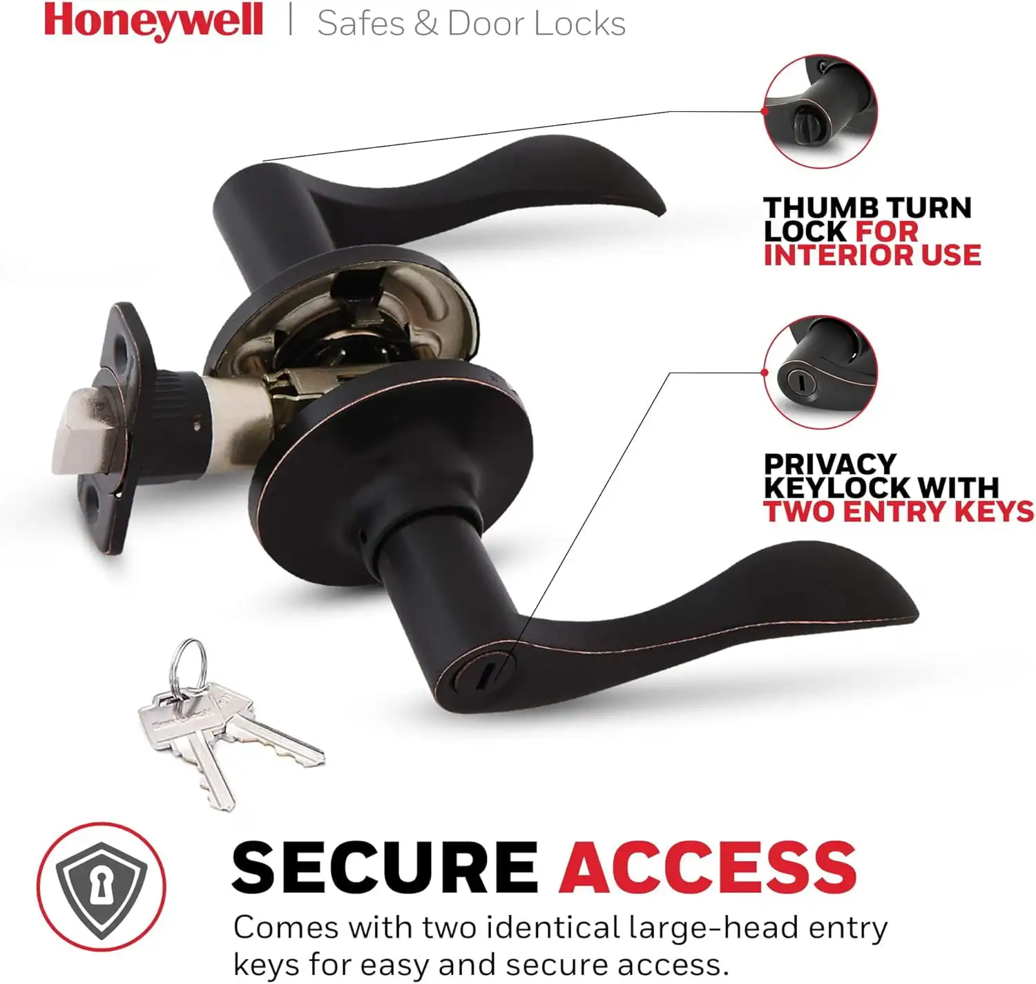 Wave Privacy Door Lever, Oil Rubbed Bronze, 8106402