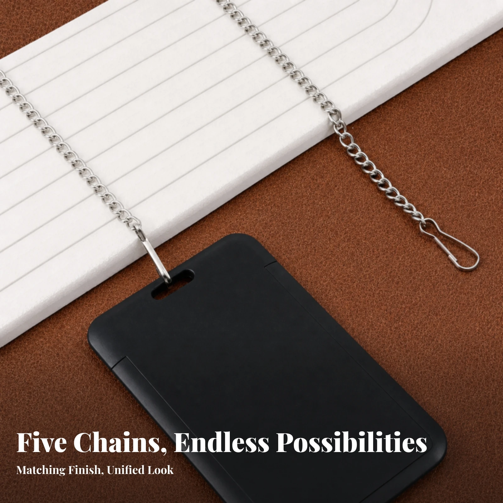5 Pieces Hanging Chain with Self-Locking Hook Coated Alloy Hanging Chain Hardware Electrophoretic Quick Installation