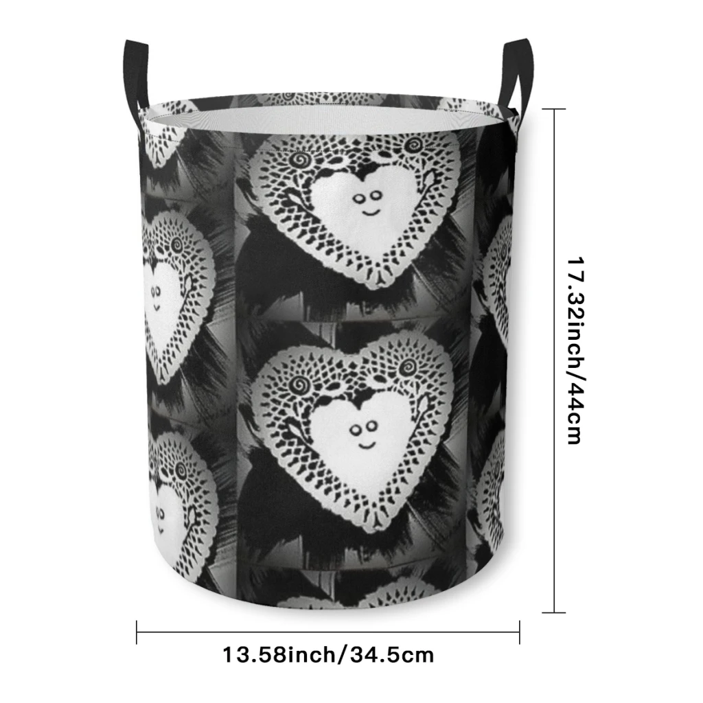 Cheerful haunted heart Bundle Device Laundry Basket Fabric Laundry Moving Folding Dirty Laundry Basket Cartoon