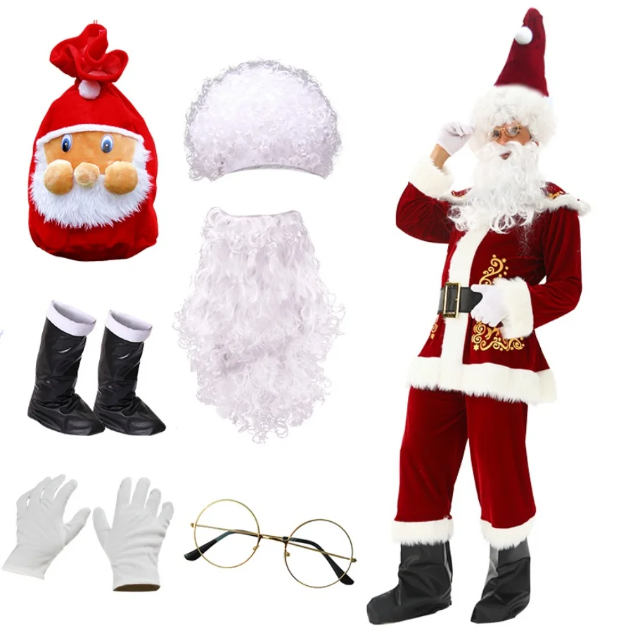

Santa Claus Golden Velvet Set Santa Claus Role Playing Christmas Warm Men's Wear