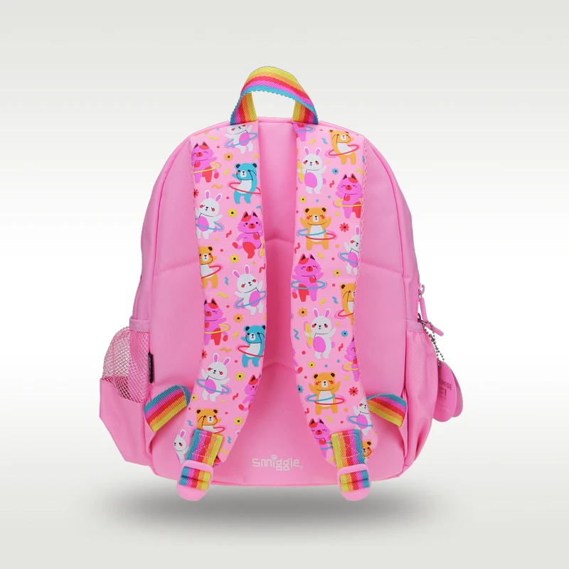 Australia Smiggle original hot-selling children's schoolbag high-quality girls cute pink bear schoolbag 4-7 years old 14 inches