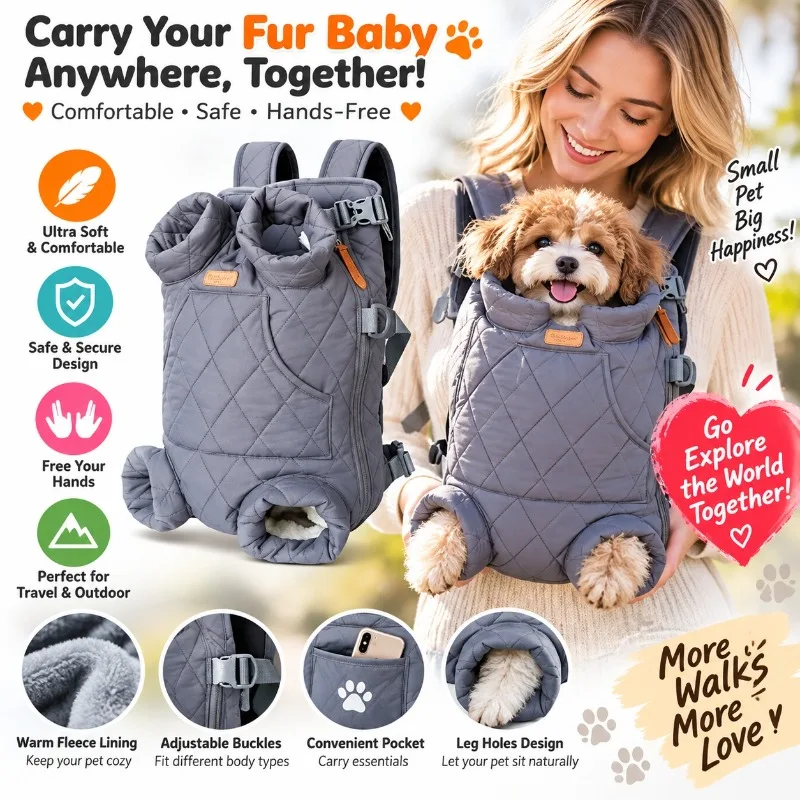 Winter Pet Dog Backpack Thicken Warm Cat Backpack Hands Free Portable Travel Dog Carrier for Small Dogs Windproof Safety Pet Bag