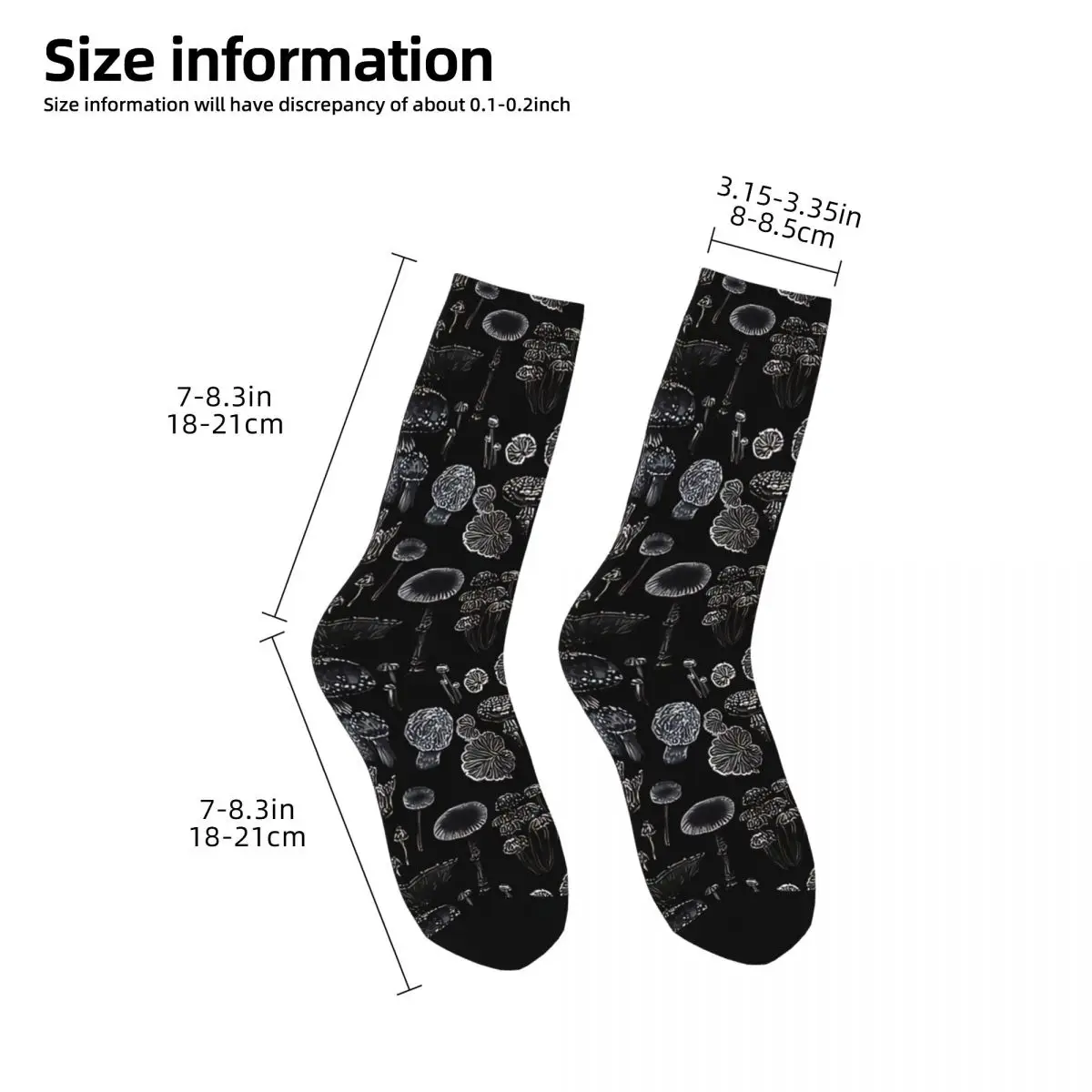 Happy Men's Socks Mycology In Black Retro Mushroom Harajuku Crazy Crew Sock Gift Pattern Printed