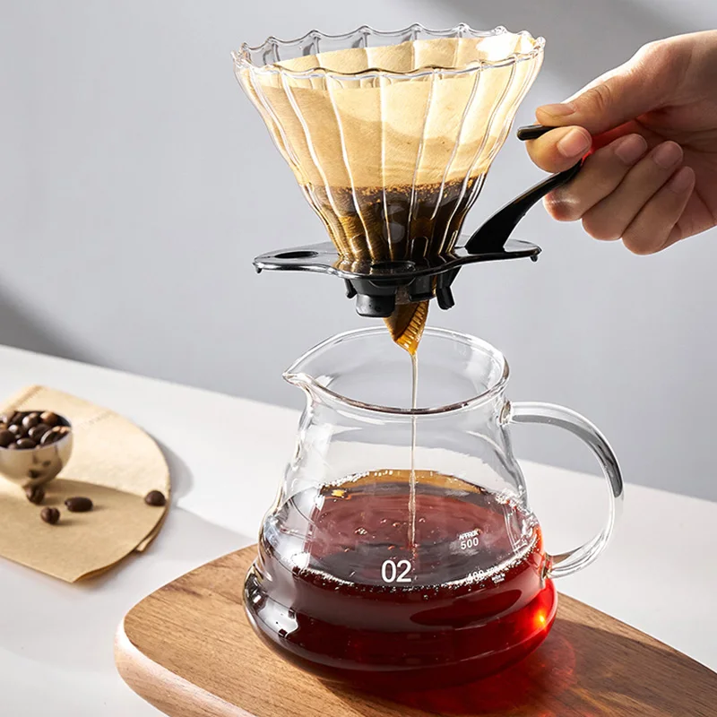 PARACITY Glass Hand-brewed Coffee Pot Cloud Pot Filter Cup Filter Sharing Pot Household Coffee Coffee Maker Special Filter Pot