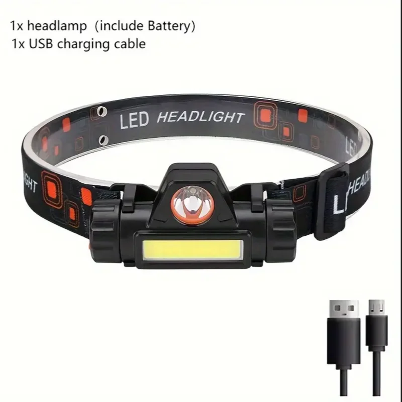 충전식 COB LED USB 전조등 강력한 자기 강력한 헤드 라이트 야외 낚시를위한 슈퍼 밝은 방수 헤드 토치