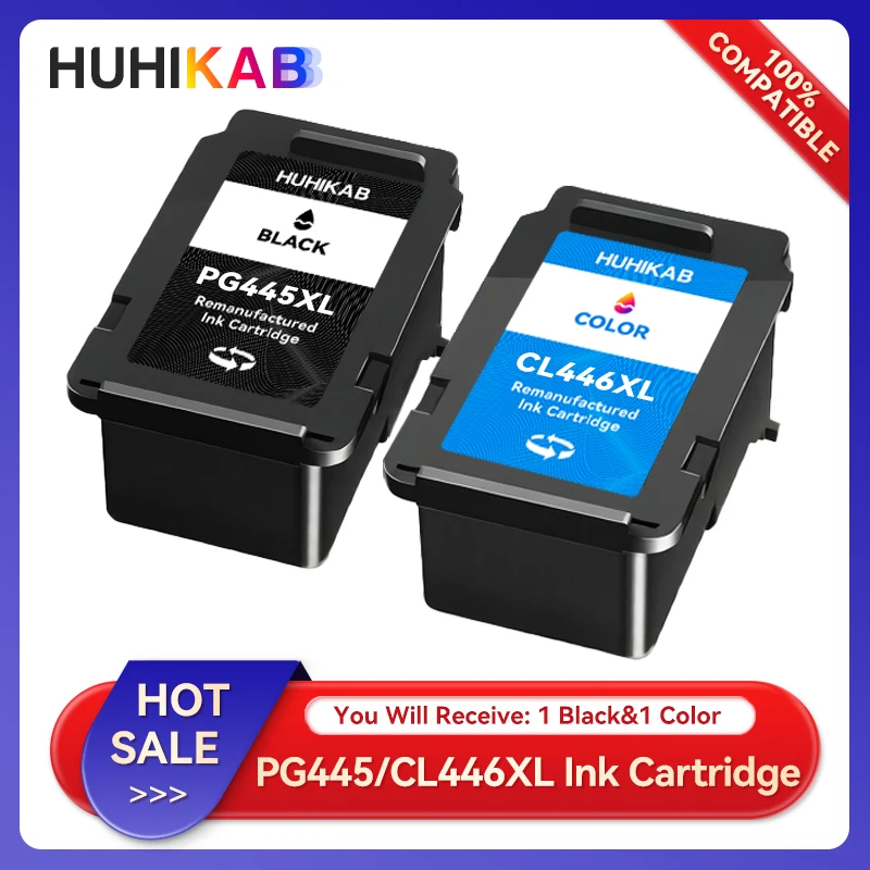Чернильные картриджи HUHIKAB PG-445, PG445 XL, CL-446, PG-445, CL-446, совместимые с Canon Pixma IP2840, MX494, MG2440, MG2540, MG2940, MG3040