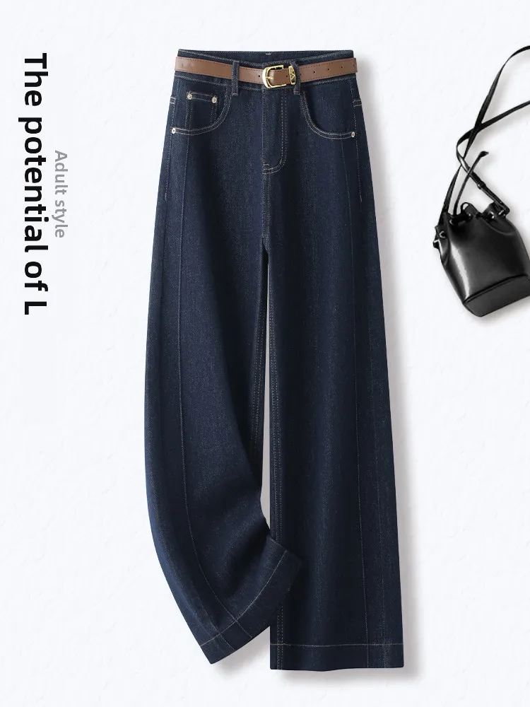 

Джинсы прямого кроя Deep Blue для женщин, весенне-осенние, с высокой талией, укороченные, широкие, в корейском стиле, повседневные