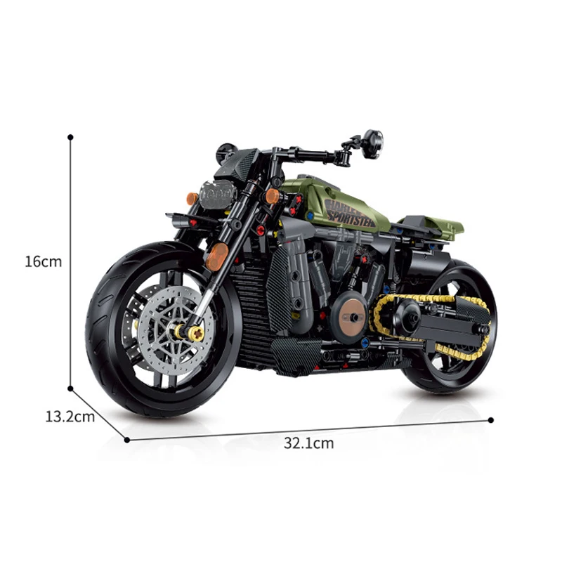 Harley Motorcycle Technic Sportster Building Blocks Speed Champion Vintage Cruise Cool Adventure Motorbike Model Kids Toy Gifts