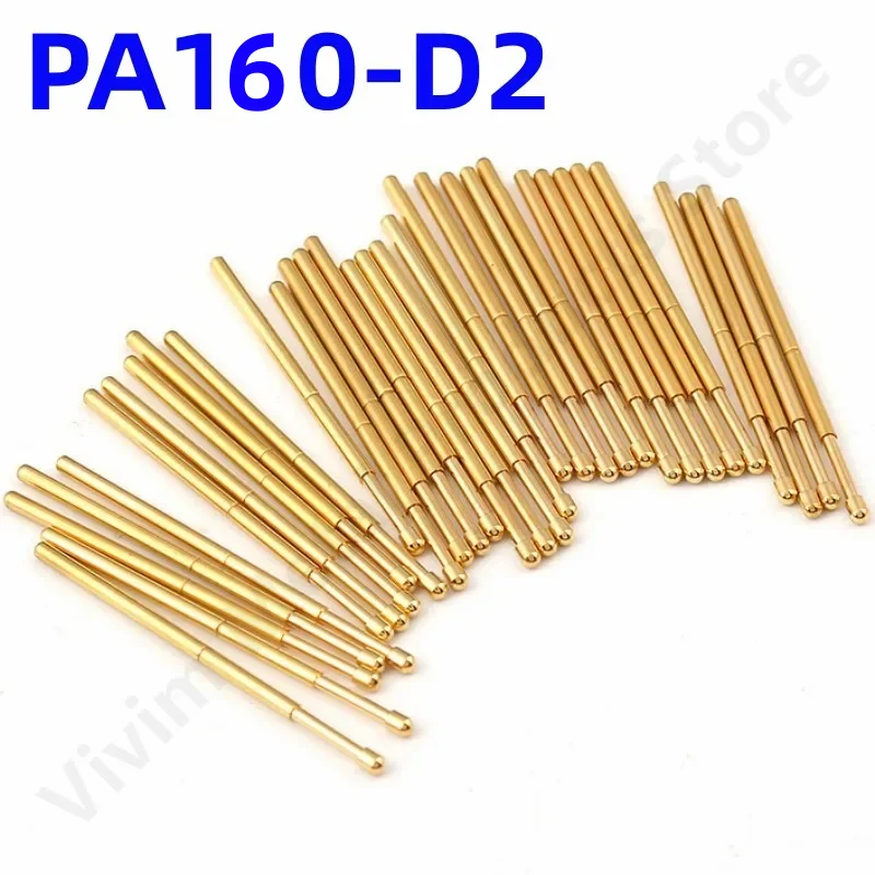 100PCS PA160-D2 Spring Test Probe PA160-D Test Pin P160-D P160-D2 Test Tool 24.5mm 1.36mm Needle Gold Tip Dia 1.50mm Pogo Pin