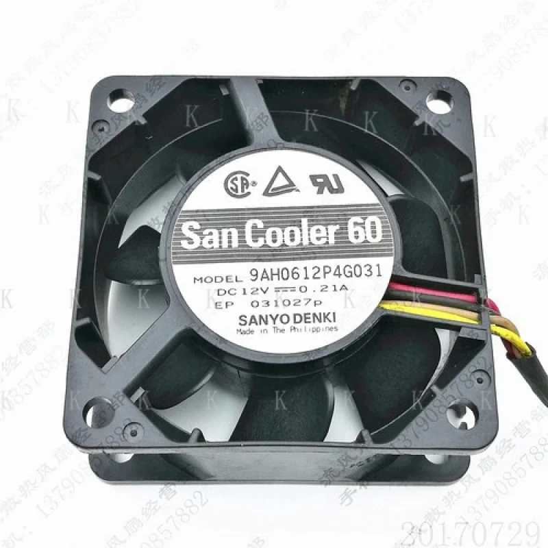 

C FOR Sanyo 9AH0612P4G031 6025 DC12V 0.21A 6CM 4-Wire PWM Server Cooling Fan