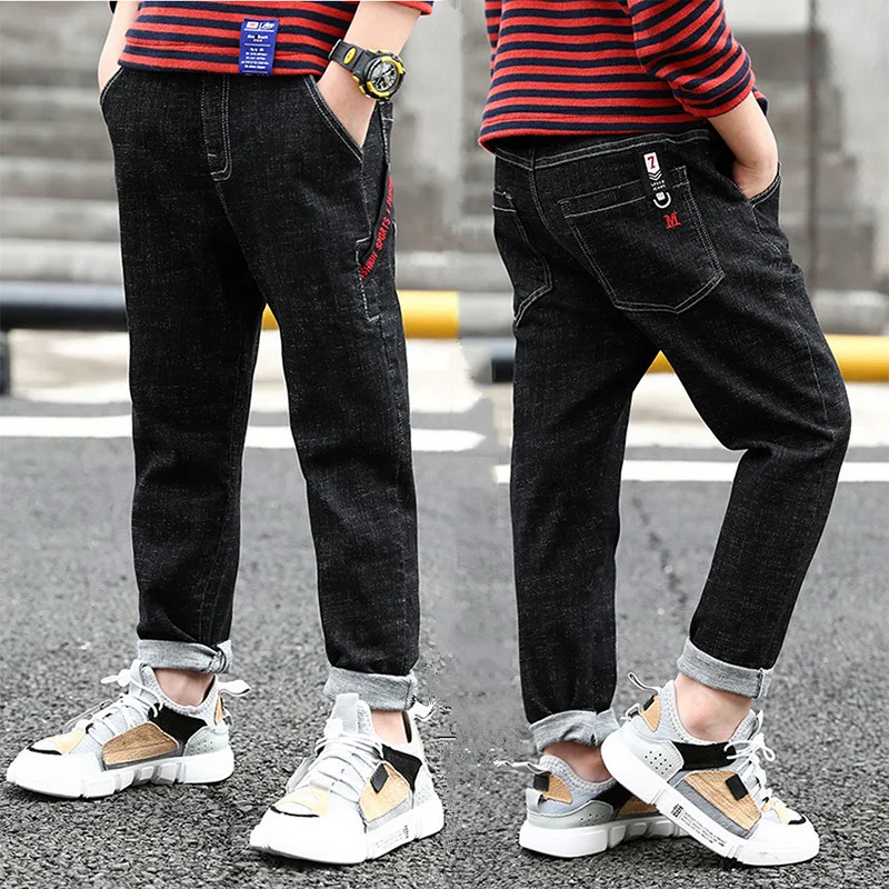 Spring and Autumn Boys Jeans Teenage Kids Pants Children\'s Fashion High Elastic Denim Trousers Slim with Pants 4 6 8 10 12Years