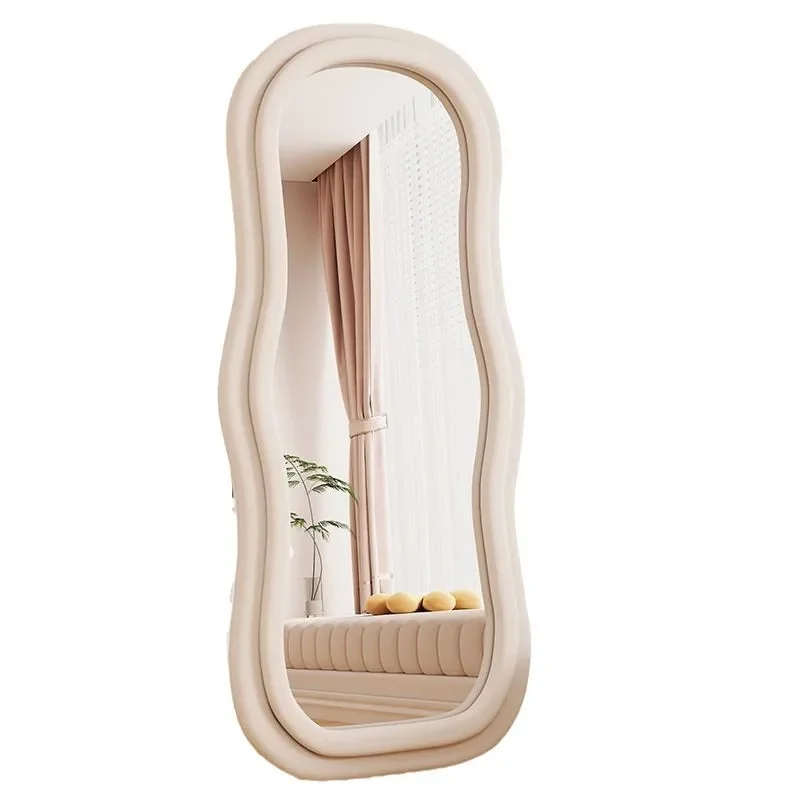 

Full-length mirror household floor cream ins wind special-shaped dressing household beautiful girls bedroom fitting mirror