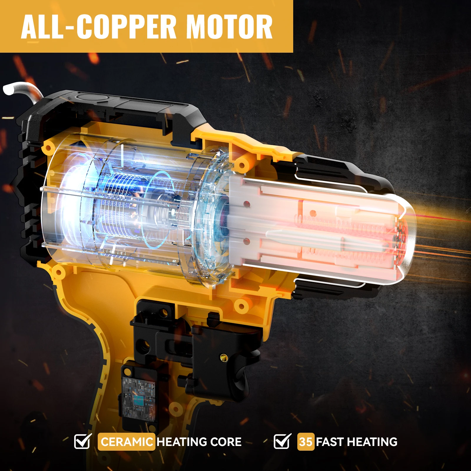 Dewalt 18V 배터리 용 무선 히트 건 공예 수축 포장 용 노즐이있는 무선 전기 휴대용 열 수축 건