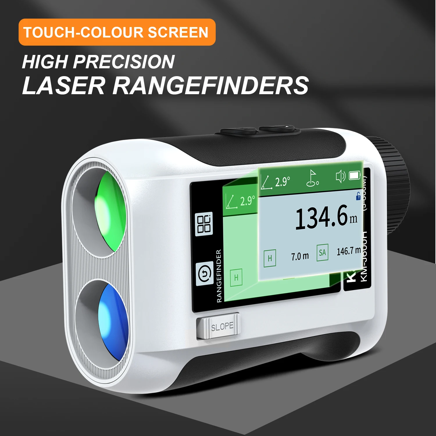 Kaemeasu-telêmetro Laser com Ecrã Tátil Colorido Telêmetro Golfe Vibração do Mastro com Interruptor Inclinação Transmissão de Voz 600m1500m