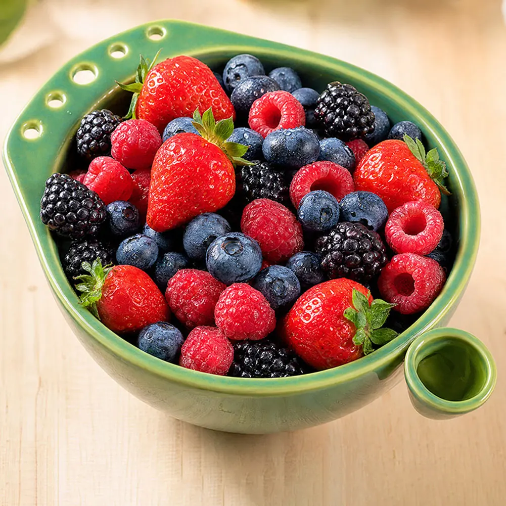 Fruit Washer Bowl With Built-In Strainer Multipurpose Ceramic Fruit Vegetable Washing Bowl For Cherry Tomatoes