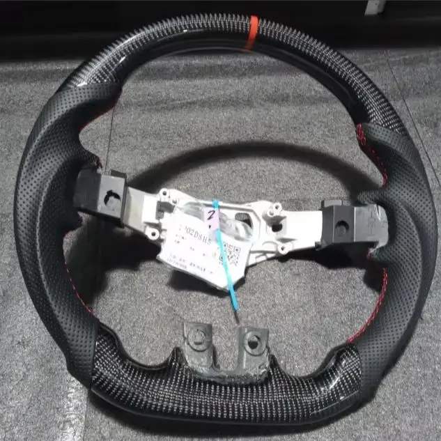 Real Carbon Fiber Steering Wheel For Dodge Charger Challenger Durango 2011-2014 Flat-bottom Perforated Leather Steering Wheel