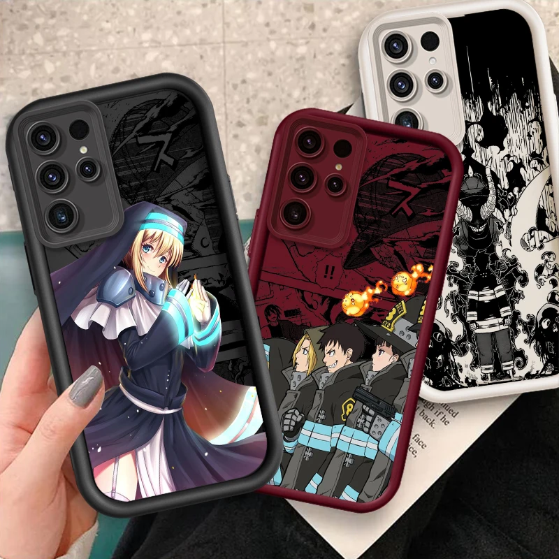 Anime Cartoon Fire Force For Samsung Note 20 S24 S23 S22 S21 S20 Ultra Plus FE A25 A23 A22 A15 A31 5G Eye Ladder Soft