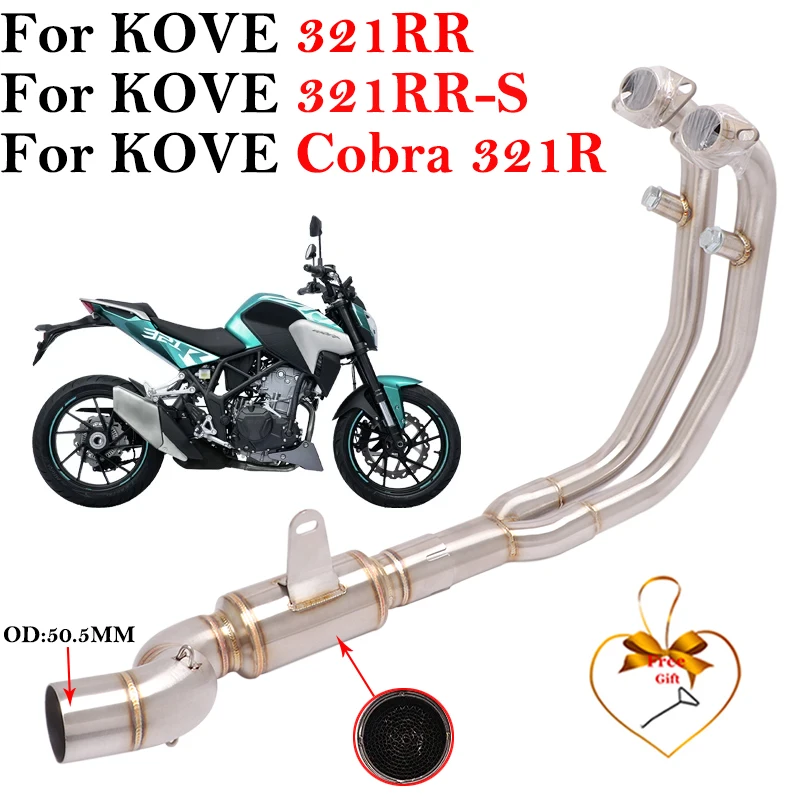 

Slip On For KOVE Cobra 321R 321RR 321RR-S Motorcycle Exhaust Modify Moto Escape Muffler Front Center Middle Connecting Link Pipe