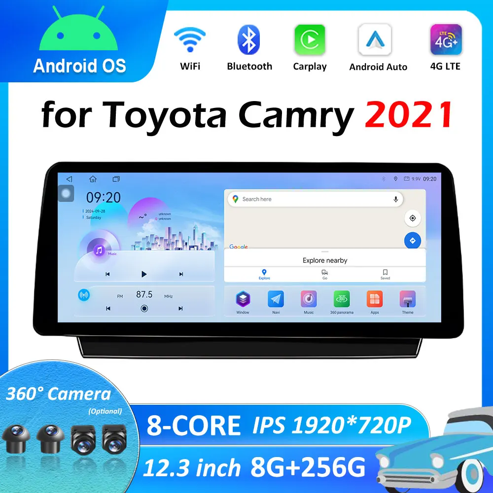 Для Toyota Camry 2021, Android Auto, беспроводной Carplay, GPS-навигация, автомобильный мультимедийный видеорадиоплеер, DSP, стерео, Bluetooth, WIFI