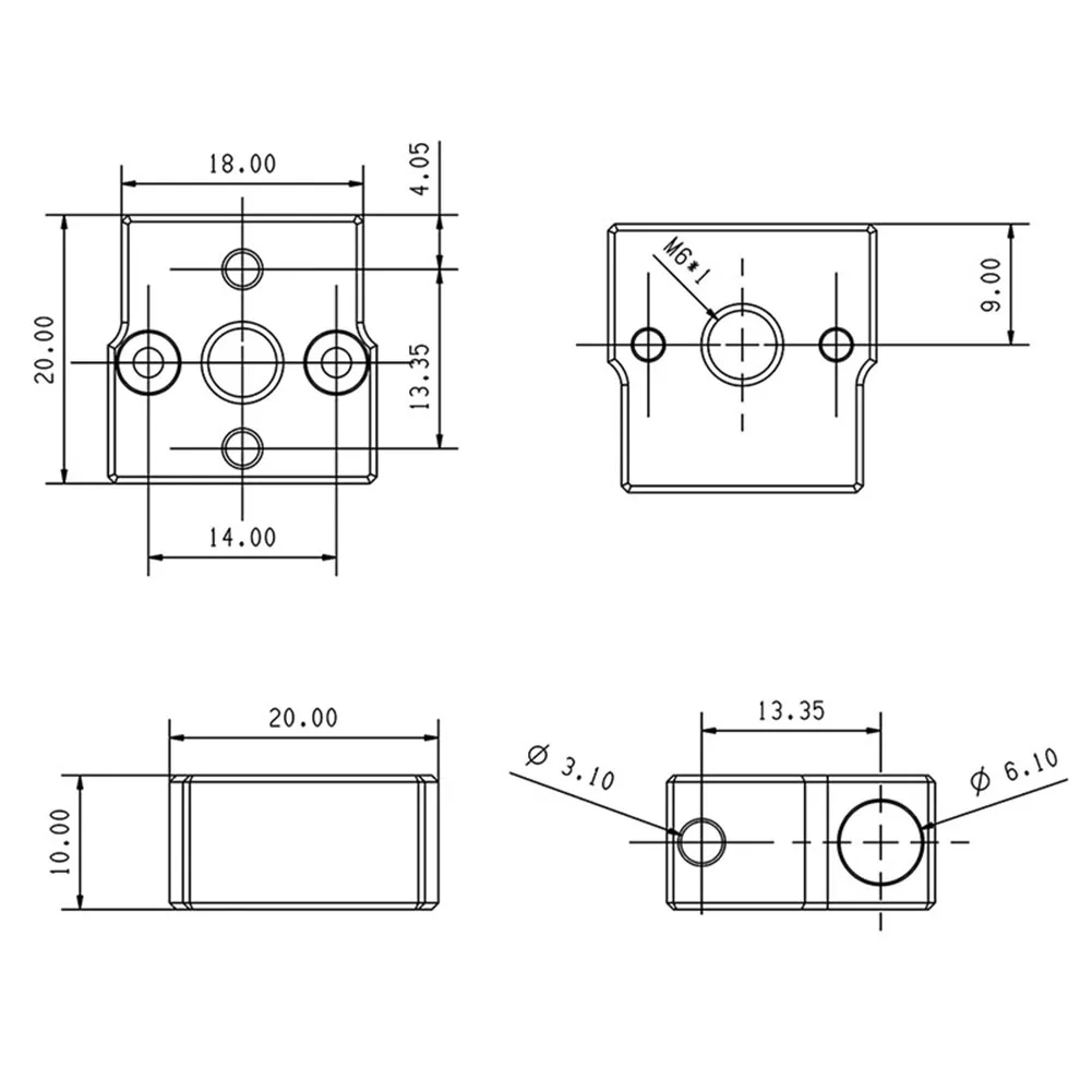Nozzle Mount CR-6 SE Heater Block Aluminum-based Copper Plating Nickel-plated Copper Fast Even Heat Conduction As The Piture