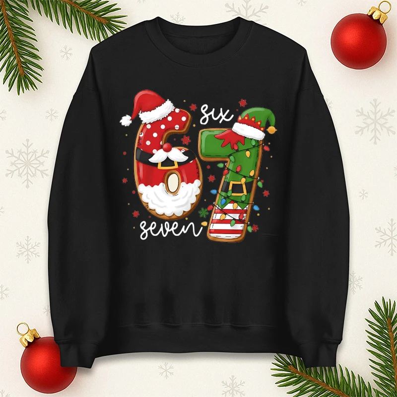 

Sixty-seven Christmas Sweatshirt Hoodie Winter Clothes Women Clothing Women's Hoodie 6 7 Funny 67 Pullover Graphic 67 Clothing