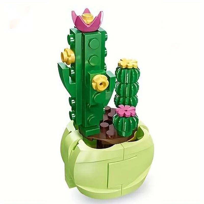 Pianta Bonsai Set in vaso Bouquet di fiori stabilizzati modello succulento blocchi di costruzione Puzzle per bambini giocattoli fai da te mattoni regali di natale