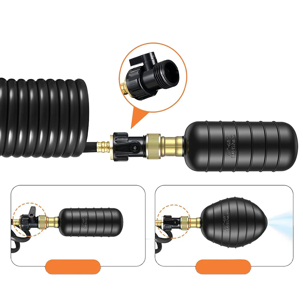 Black Drain Bladder Kit Adapter For Faucet Connection Efficient Drain Unblocker Shut-Off Valve Versatile For Different Pipes