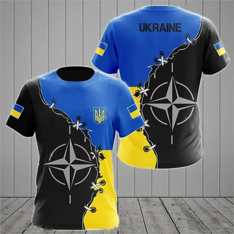 Fashion New Ukrainian Flag Graphic 3D Print T-shirt Ukrainian Emblem Men’s Sports Tops  National Day Gifts Personalized Tee