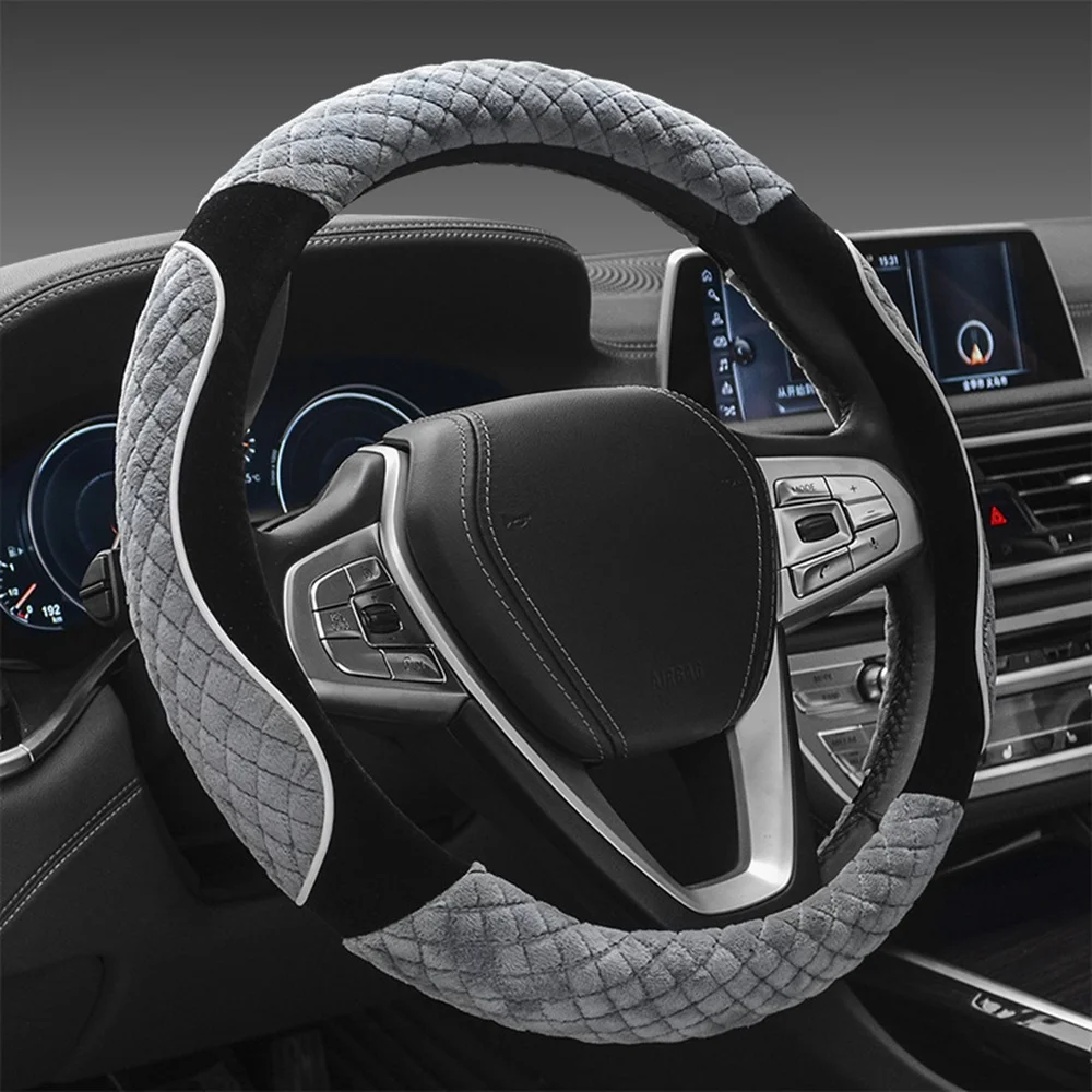 Universal 15 Inch Plush Car Steering Wheel Cover Non-Slip Steering Wheel Cover 1