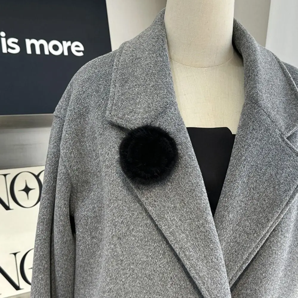 Women\'s Real Mink Fur Flower Brooch Women\'s Simple Fashion High-end Sweater Pin Accessories Clothes Scarf Decorative Accessories