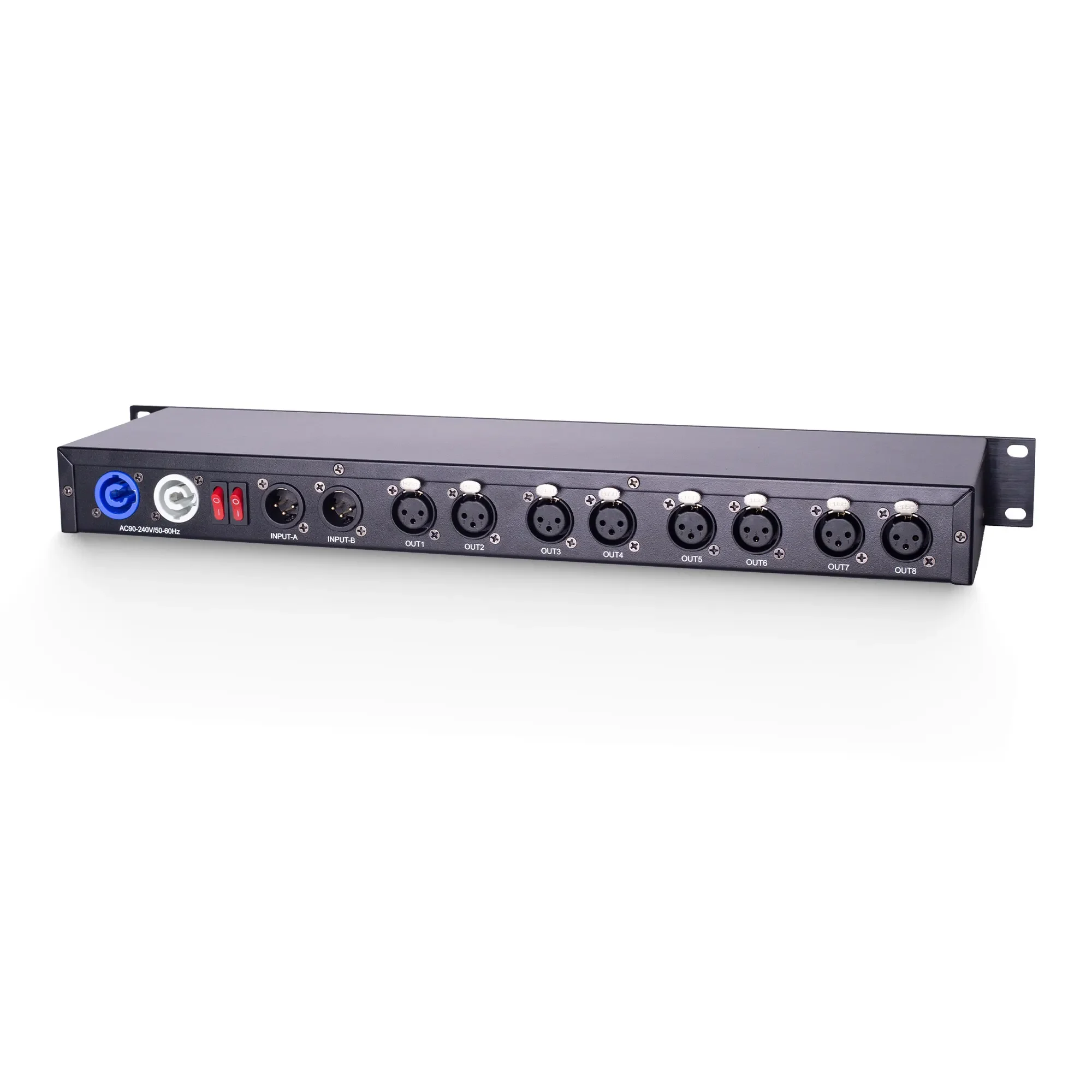 Pknight 8-Port RDM DMX Splitter with Dual Input, PowerCON Linking, and Signal Amplifier Distributor