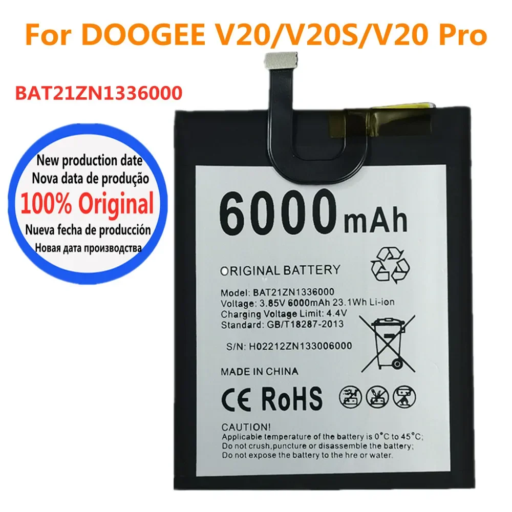 New 100% Original Battery BAT21ZN1336000 For DOOGEE V20 Pro V20Pro / V20S V20 Phone Bateria 6000mAh Fast Shipping