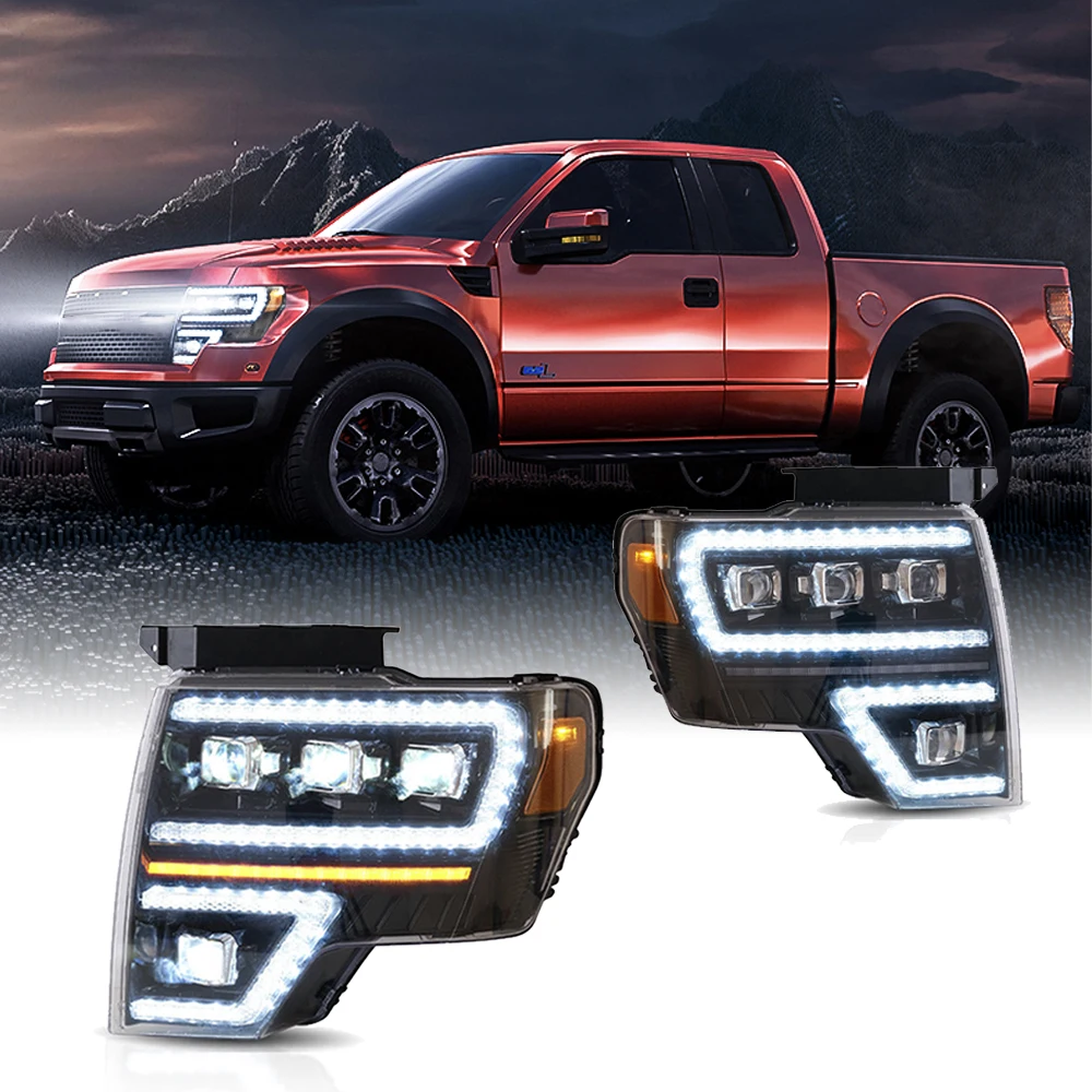 

Car LED Lights Front Lamps Headlights Assembly For Ford F150 2009-2014 DRL Start-up Animation Running Light