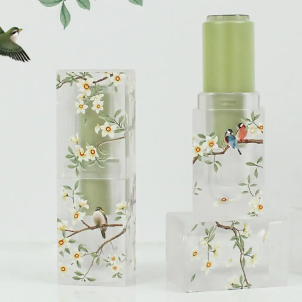 

Lipstick Bottle Refillable Lip Gloss Tube 3D Pattern Birds Flowers Lip Balm Container Empty Makeup Bottle DIY Lipstick Tube