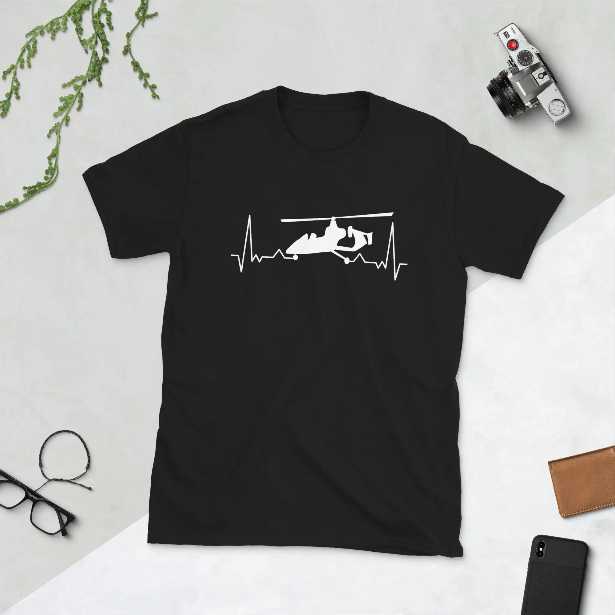 Gyrocopter Heartbeat Autogyro T Shirt Gyro Pilot Gyroplane Shift