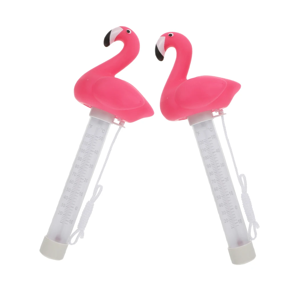 

2 Pcs Thermometer for Bath Water Hot Tub Pond Celsius Fahrenheit Measurement Pool Thermometer Small Flamingo