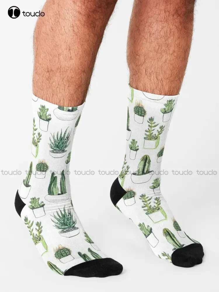 Watercolour Cacti & Succulents Socks Women Socks 360° Digital Printing Personalized Custom Unisex Adult Teen Youth Socks