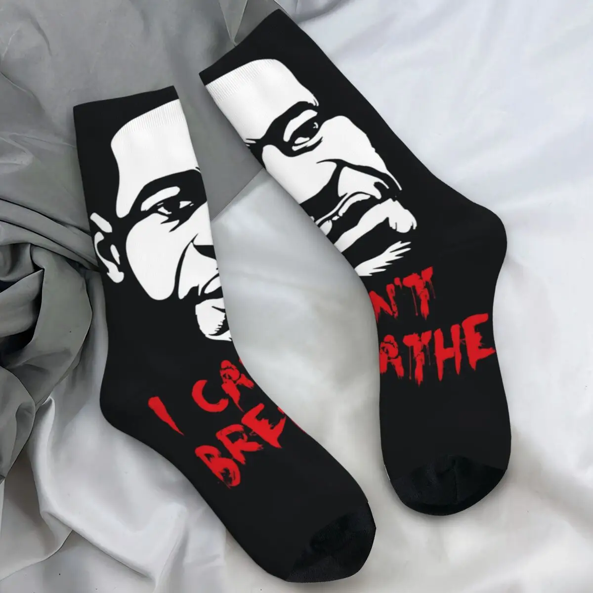 النساء الرجال الجوارب مزق جورج فلويد لا أستطيع التنفس العدالة لجورج فلويد الأسود حياة المادة جوارب الشتاء الدافئة جوارب ناعمة