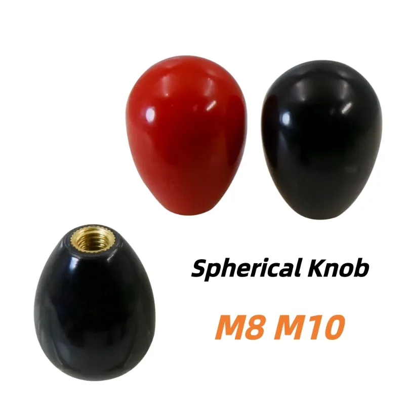 1Pcs Oval Egg Shape Bakelite Handle M8 M10 Female Thread Brass Core Phenolic Machine Tool Handle Sleeve OD28mm Black Red