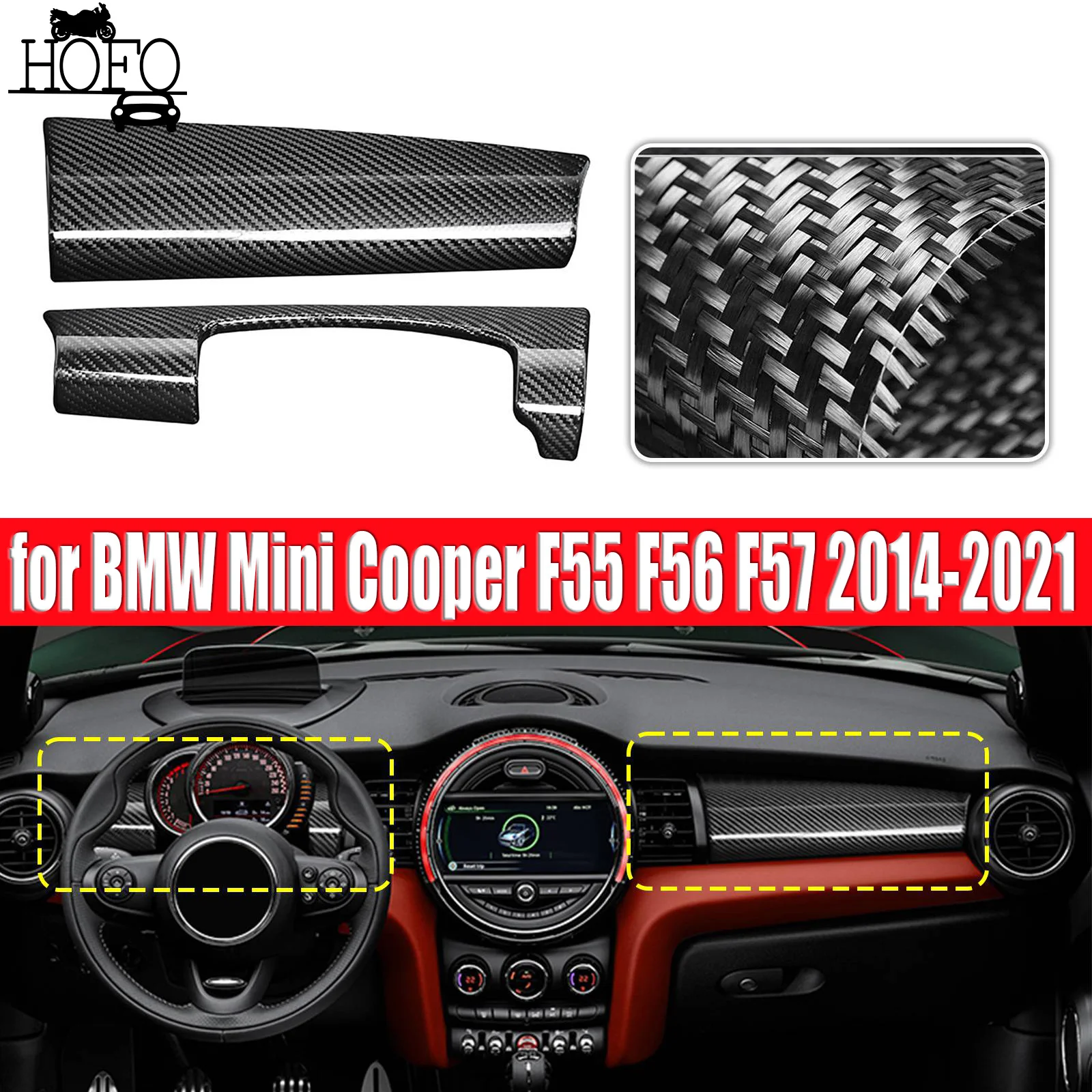 

1SET/2PCS Dashboard Panel Cover Trim Fit For BMW MINI Cooper F55 F56 2014-2021