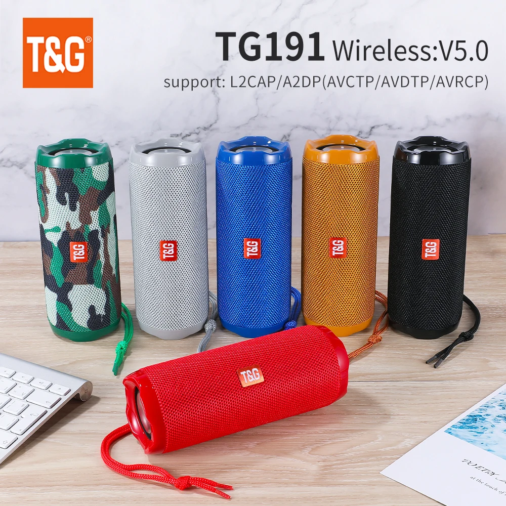 Speakers TG191 Portable Outdoor Buetooth 5.0 TWS True Wireless Speakers Waterproof Household Loud Subwoofer Stereo Surround FM